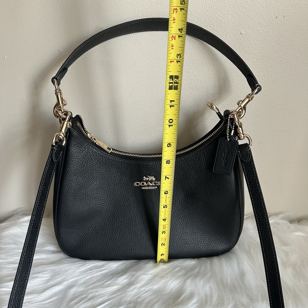 Coach Teri Hobo Bag Black Pebbled Leather Crossbody Handbag C1555 - Picture 8 of 9